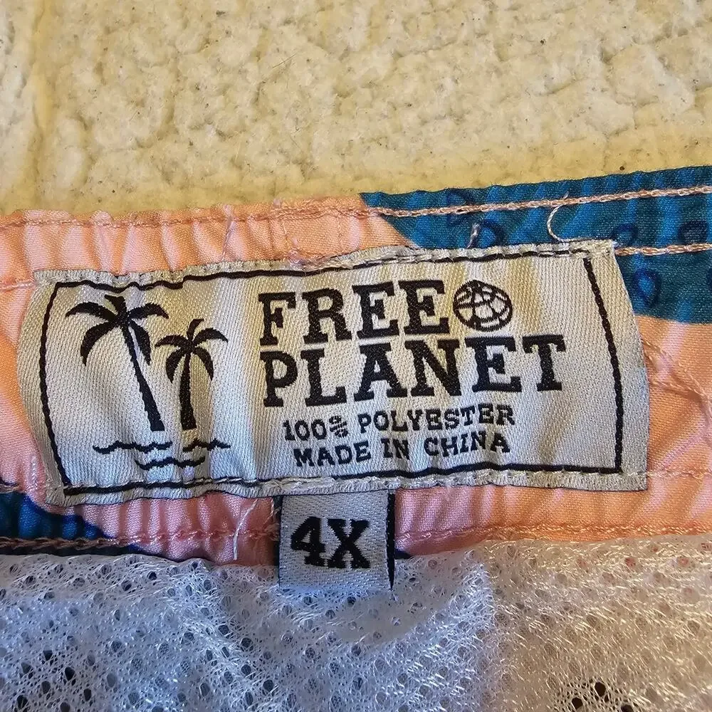 NWT Free Planet Mens SZ 4X Swim Trunks Pink with Alligators $56